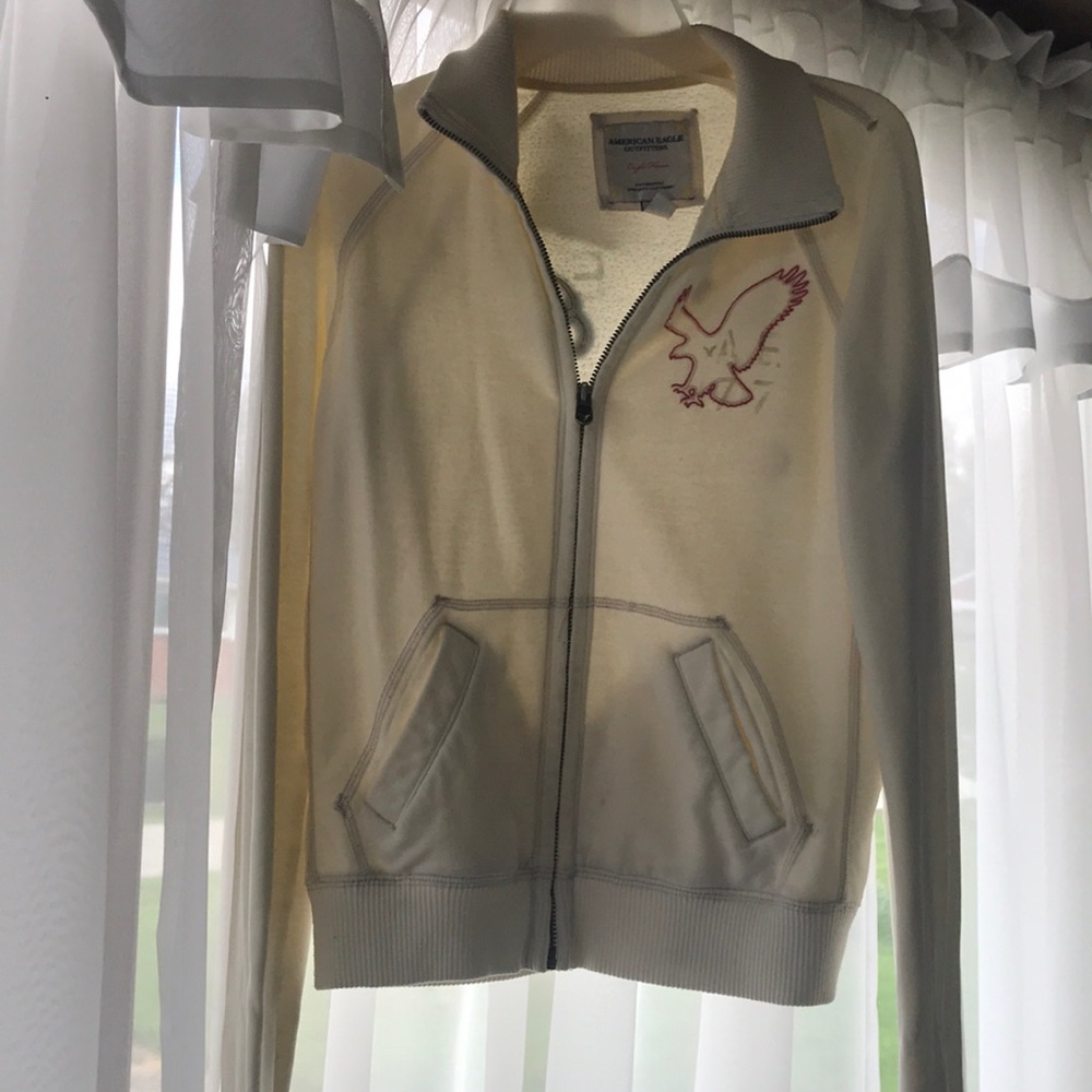 Off White zip collar American Eagle sweat shirt